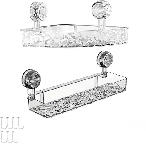 Support de rangement à ventouse ondulée, Style de luxe léger, étagère à ventouse à motif de Glacier, boîte de rangement à ventouse sans perçage pour salle de bain