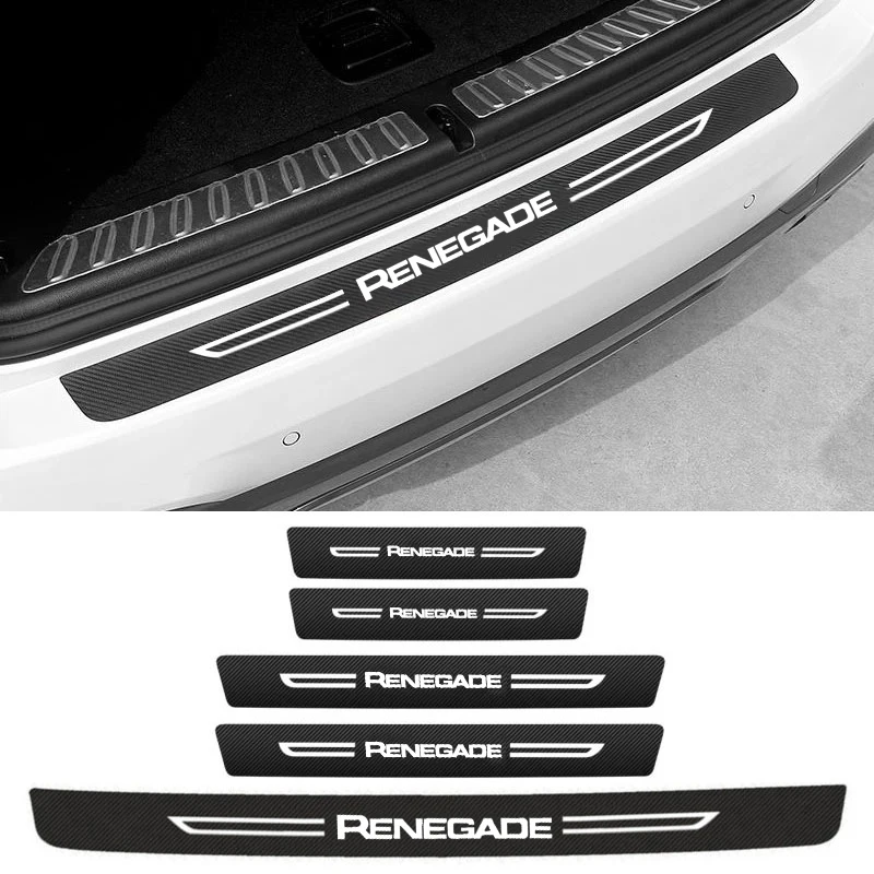 Car Door Threshold Tape Door Sill Protective Stickers for JEEP RENEGADE Logo Rear Trunk Door Bumper Scratch Guard Trim Accessory