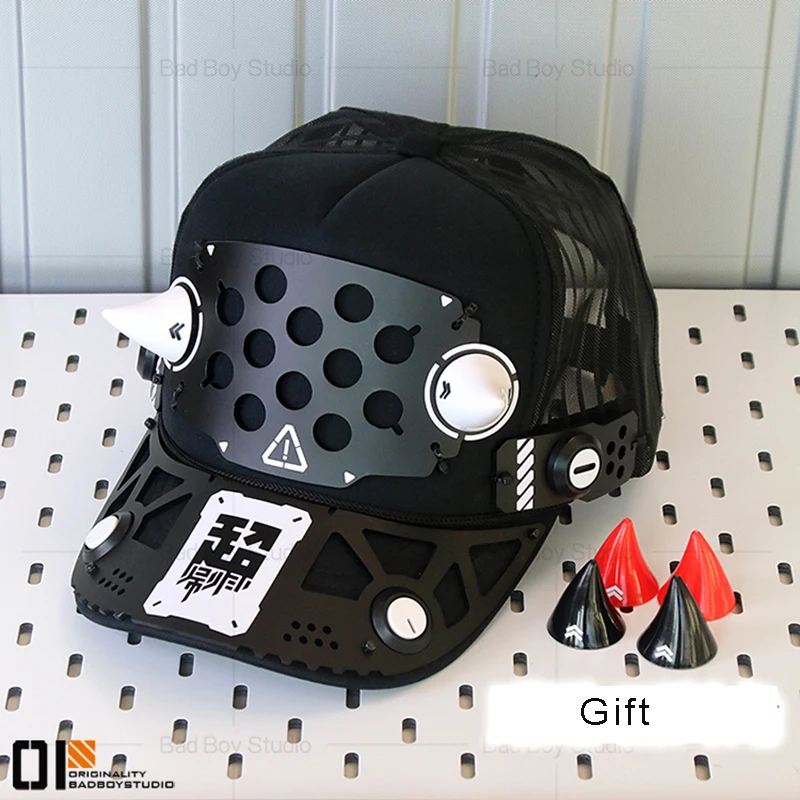 Cyberpunk Cosplay Cappello tattico Donna Berretto da baseball Hip Hop Maschera meccanica per fantascienza Accessori per costumi di festival musicali di Halloween