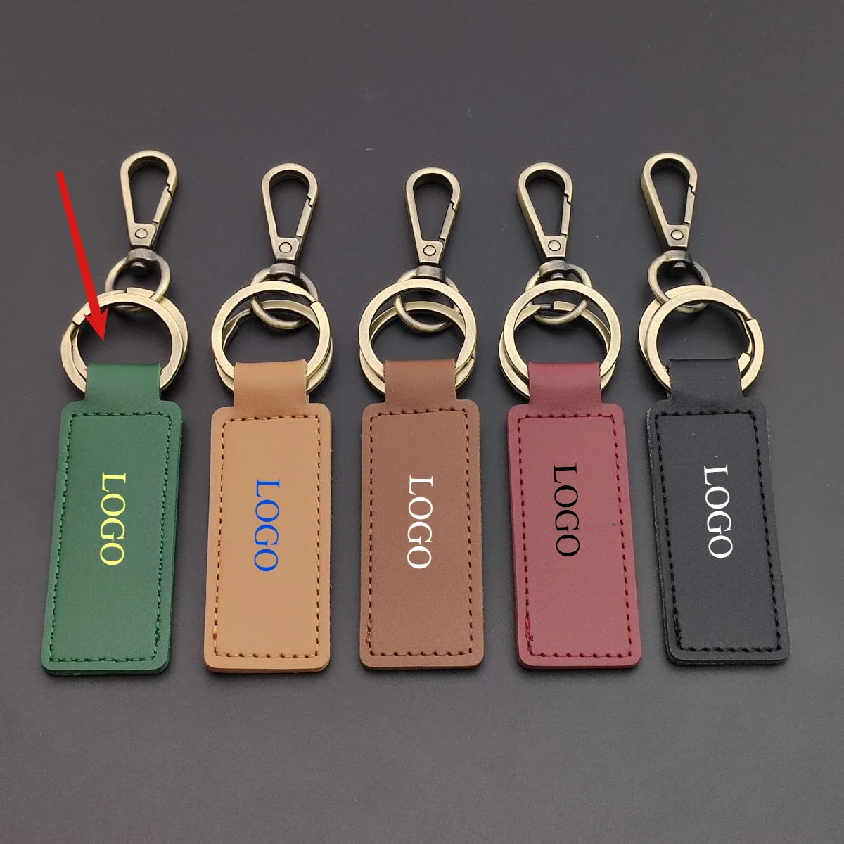 Custom 5 Colors PU Leather Keychain Business Gift Creative DIY Key Chain Men Women Car Key Retro Strap Waist Wallet Keyrings