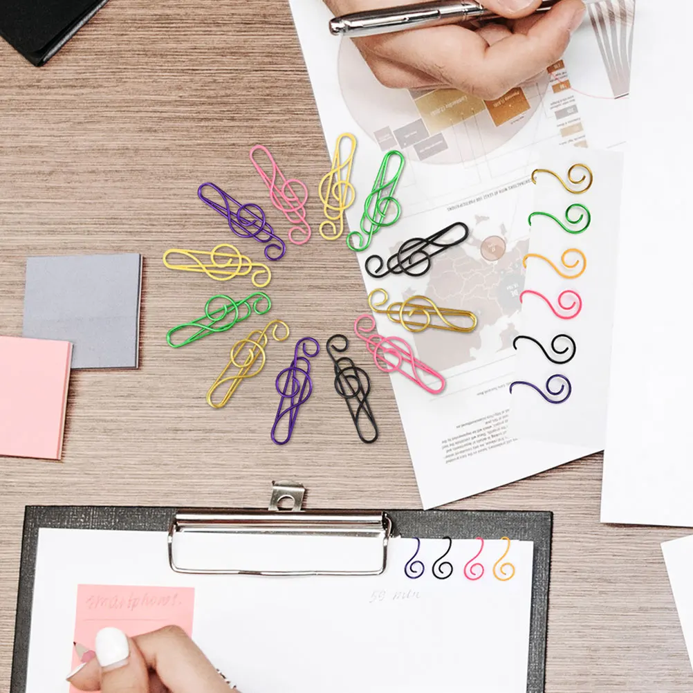 

100pcs Music Note Paper Clips Iron Metal Document Clips Office School Home Use Small Paper Clamps Creative Shaped Decorative