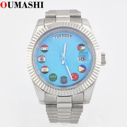 39mm Man's watches 8285 watch Custom creative flag dial Stainless steel sapphire glass Automati watches for man 10bar waterproof