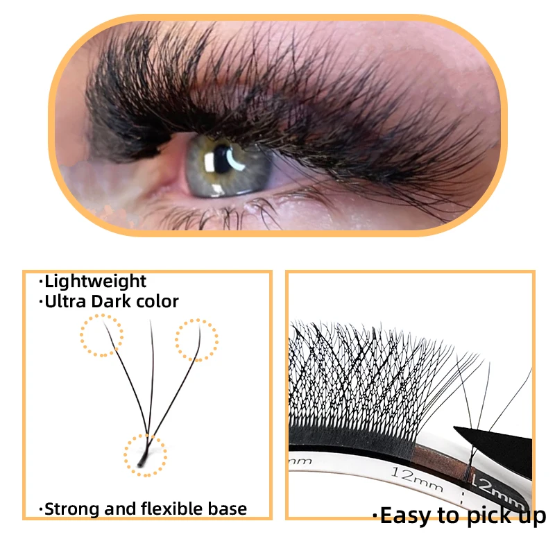 New 3D W Shape Eyelashes C/DBloom Premade Fans False Eyelash Extensions Supplies nagar Natural Soft Light cosplay Makeup Lashes