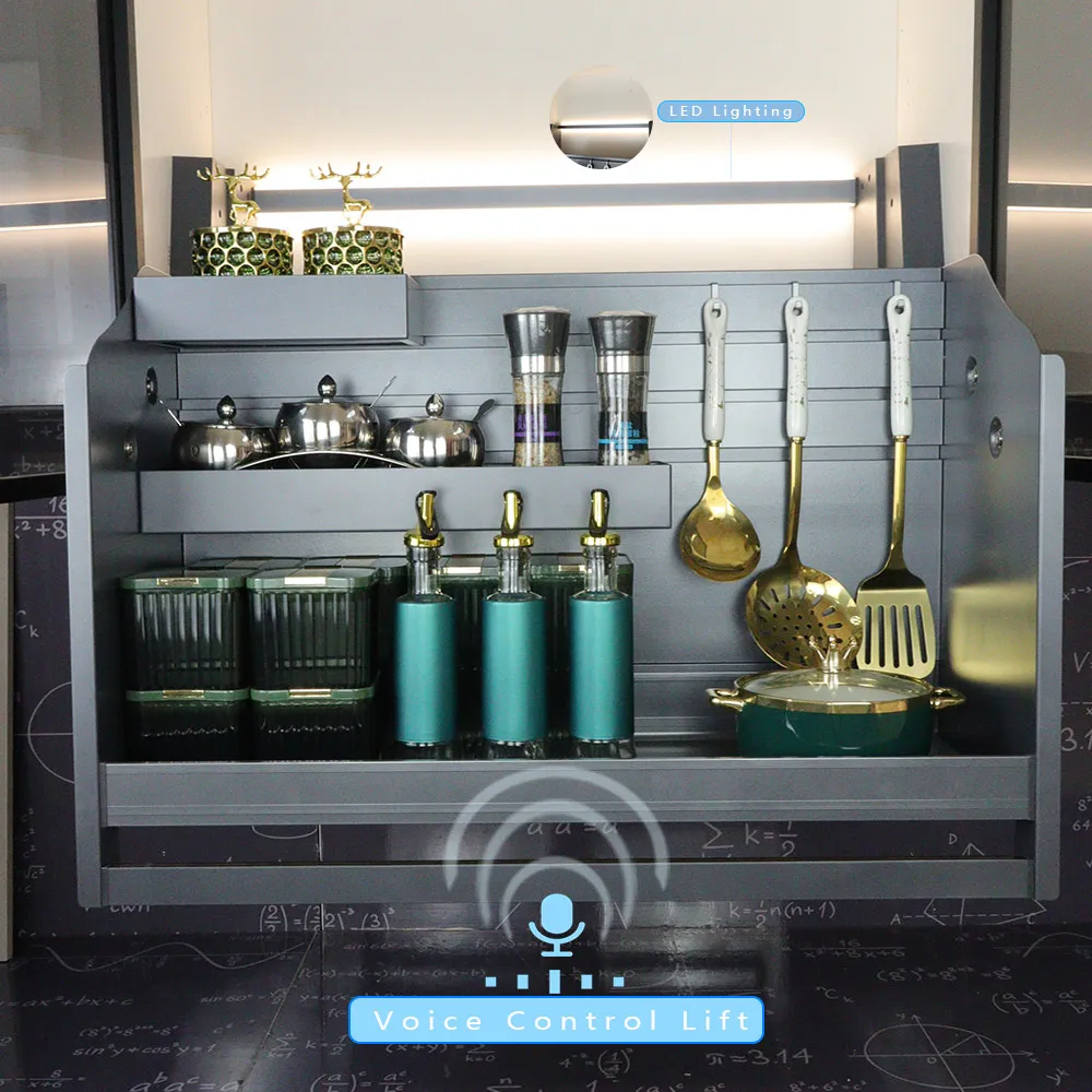 

Hot Selling Height Adjustable Kitchen Basket Built-in Lighting Cabinet Lifter Height Adjustable Kitchen Cabinet Lift