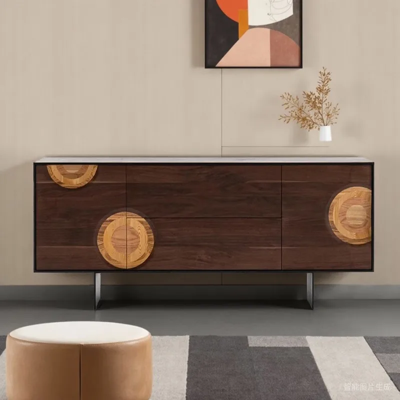 Side cabinet retro foyer storage locker wall locker French solid wood porch cabinet