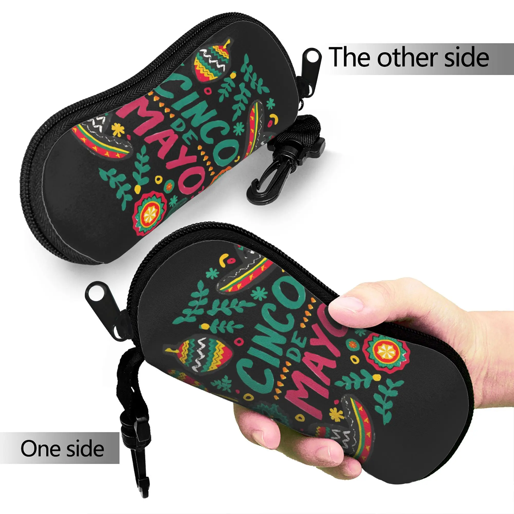 Cinco De Mayo   Glasses Case Men Women  Sunglasses Case Cute Zip Eyewear Accessory Convenient Eyeglass Protector
