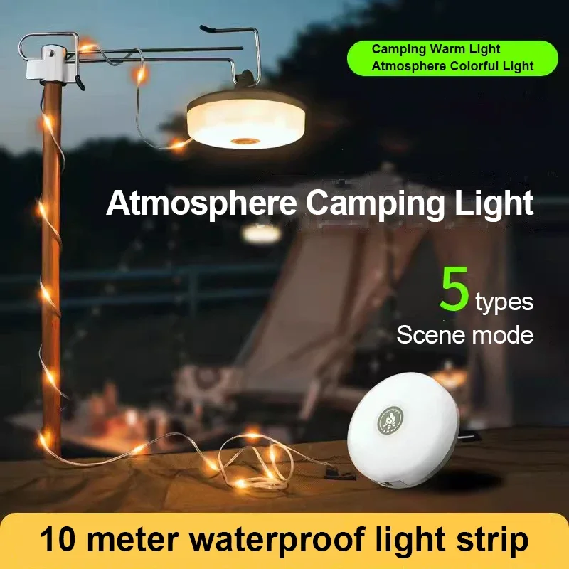 Rollable LED Garland Camping Light With Retractable Campify Lamp String LightsColorful Festive Atmosphere Party Tent Lighting
