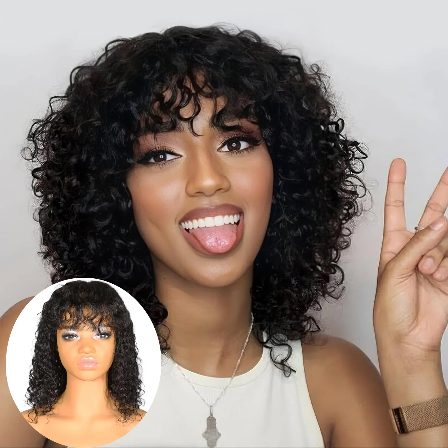 

Бесклеевые парики с волнистыми волнами, человеческие волосы, парики с застежкой 4x4 с челкой, естественный вид для повседневного ношения, парики с кружевной передней частью