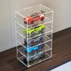 1/32,Transparent Acrylic Car Model Display Cabinets, Building Blocks, Racing Car Series, Dustproof Storage Box, 1-5 Layers