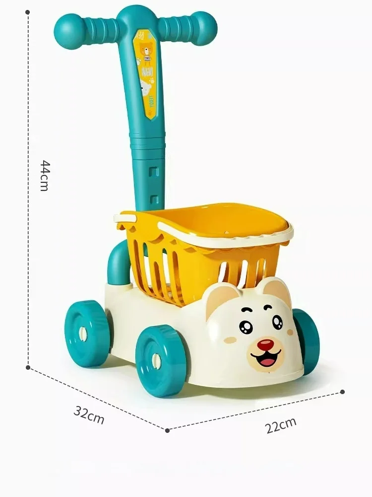 Kids Shopping Cart Trolley Play Set With Food Fruit Vegetables Accessories Play House Educational Toy Simulation Gifts for Girls