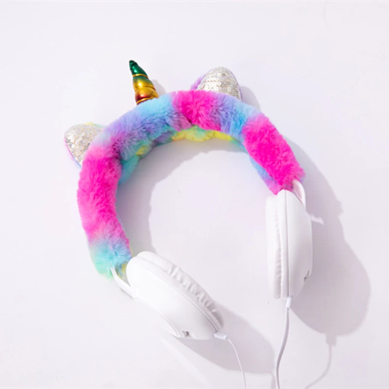 Unicorn Headphones - Over Ear Wired Girls Kids 1.2m Length Cable 106dB Volume Headset with Microphone for Laptop MP3 Tablet PC