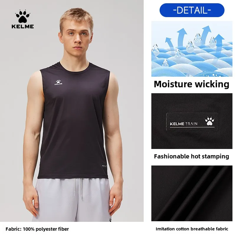 Kelme Men's Sports Vest Basketball Training Suit Fitness Outdoor Running Breathable Short-sleeved Sleeveless Quick-drying T-shir