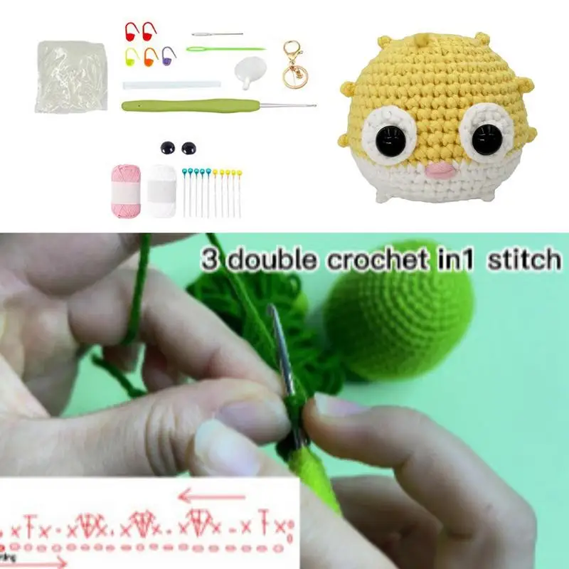 Puffer Crochet Kit Colorful Fish Learn To Crochet Set Adorable Animal Stitching Set Art And Craft Set For Men Women