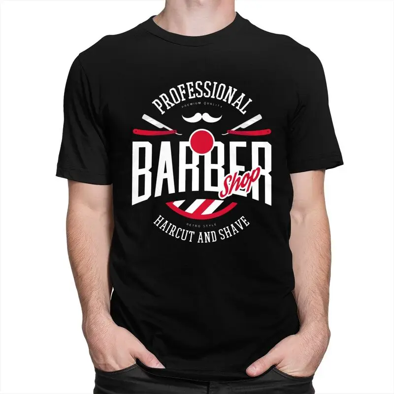 Custom Cool Barber Shop T Shirt Men Short Sleeves Pure Cotton T-shirt Barbershop Hairdresser Hairstylist Gift Tees