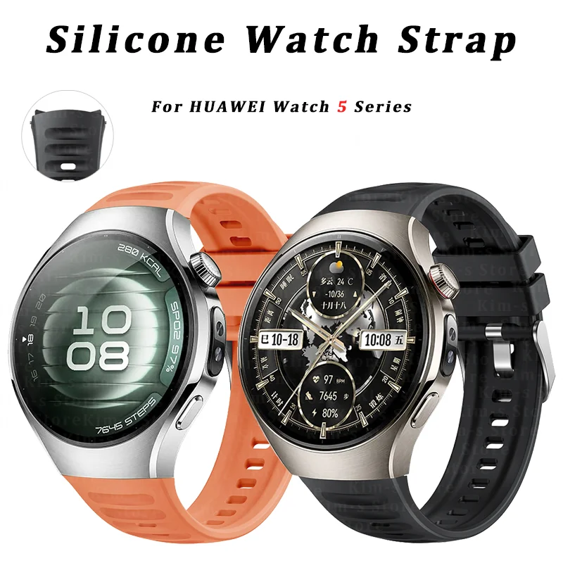 

Original No Gaps Silicone Strap For Huawei Watch 5 46MM Sport Rubber Band For Huawei Watch 5 42mm Business Quick release Band