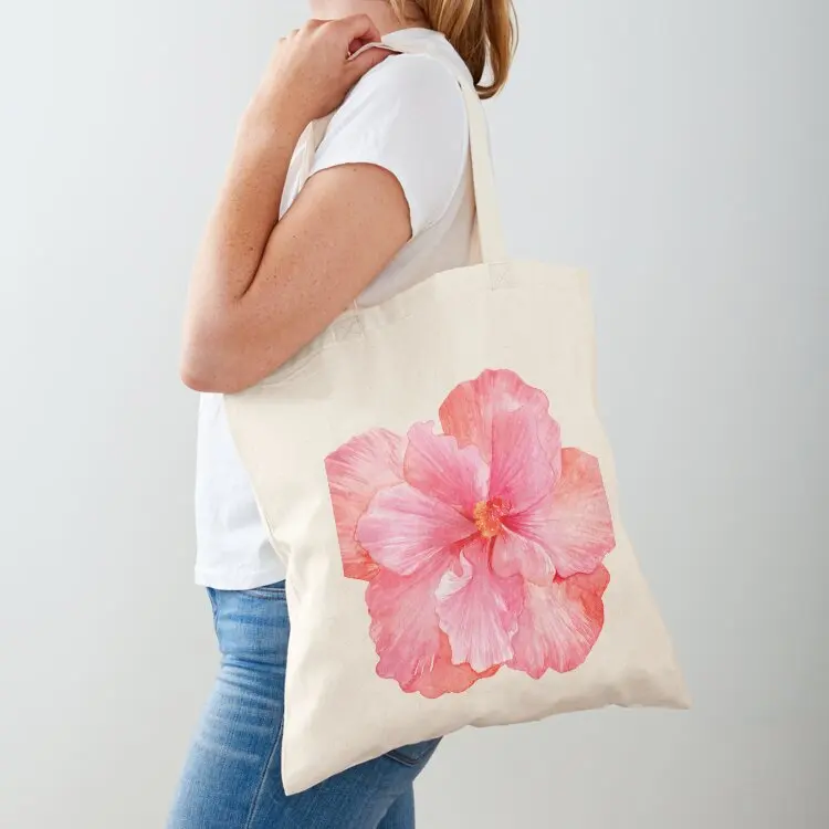 

Pink Hibiscus Stickers Tote Bag shopping cart bags Handbags shopper bag women tote bag canvas