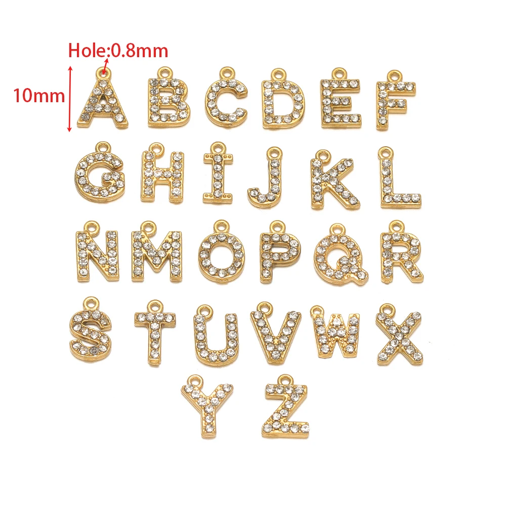 5 Stück Edelstahl A-Z Alphabet Anhänger PVD Goldplattierte Buchstaben Charms für DIY Ohrringe Halsketten Herstellung Damen Schmuckzubehör – Detail 1