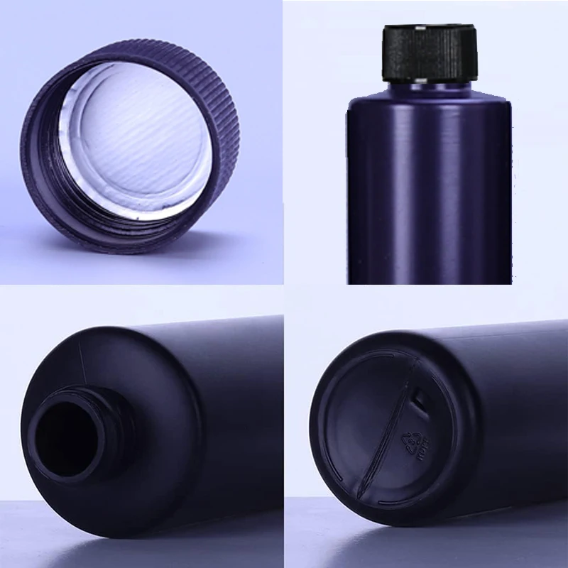 10 szt. Przenośne butelki z tworzywa HDPE, czarne, z możliwością wyciskania, na klej UV, o pojemności 30 ml - 1000 ml, puste, światłoodporne pojemniki podróżne na pigmenty, tusze i farby.