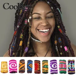 10pcs Braid Hair Rings Tube Hiphop Embroidery Fabric Dreadlock Beads Clips Cuff Headwear Hairwear Decor DIY Craft Supplies