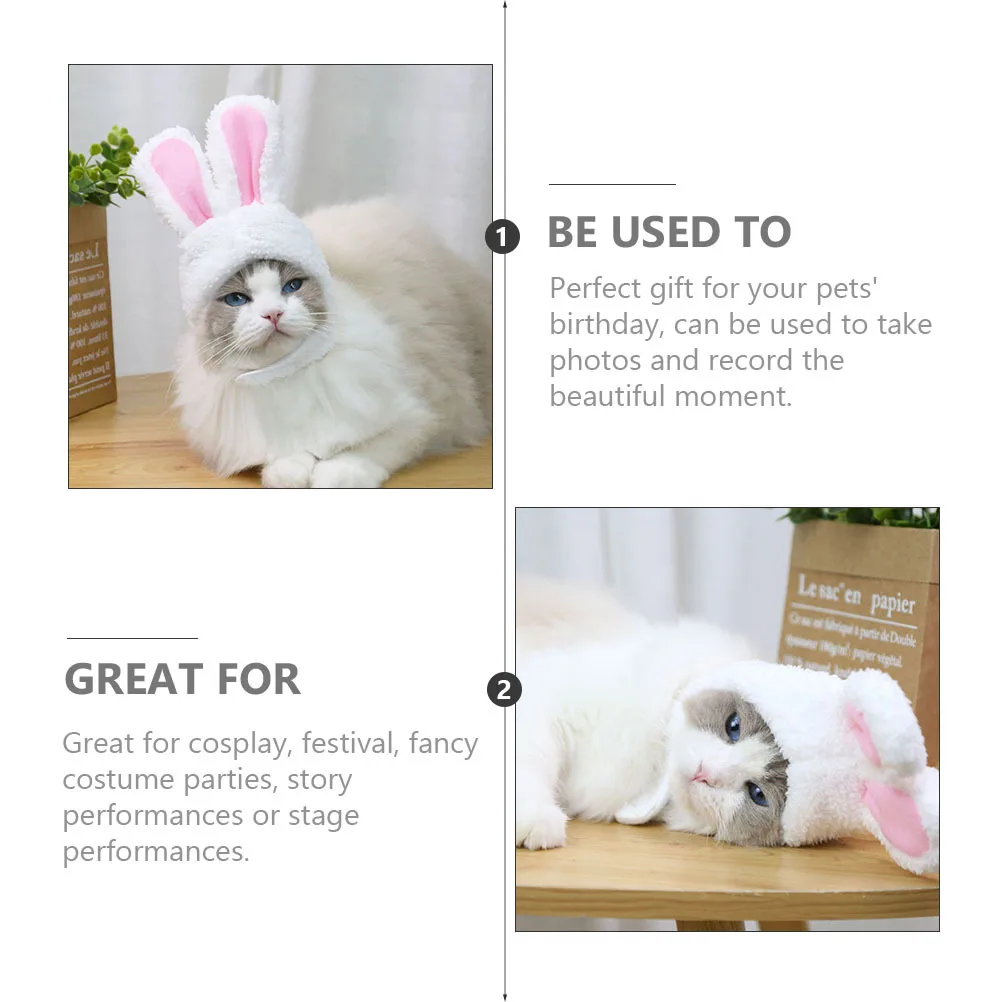 

2Pcs Pet Hat Cashmere Decorative Cat Costume Bunny Ears Kitten Accessory Wear-Resistant for Birthday Festival Cat Bunny Ears