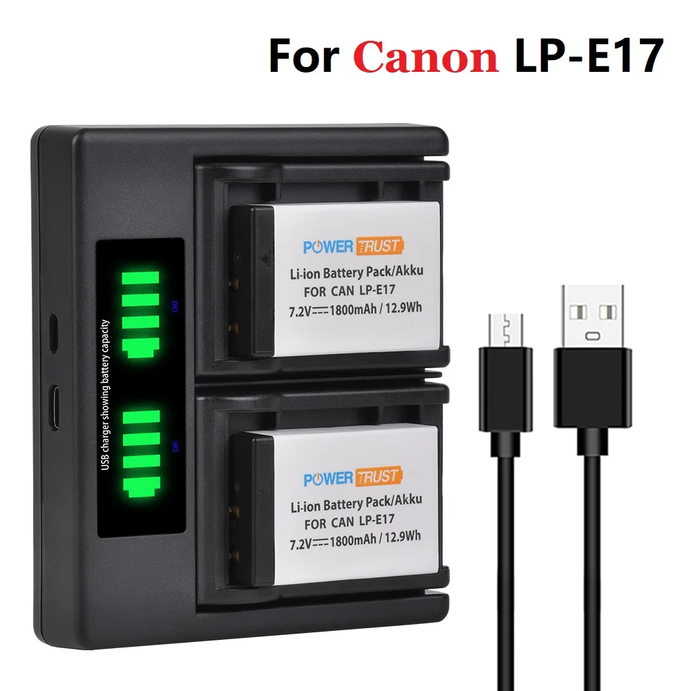 Upgraded LP-E17 Battery & LED Dual Charger Kit for Canon EOS RP M3 M6 200D 77D 750D 800D, Rebel T6i T8i T6s SL2, KISS X8i Camera