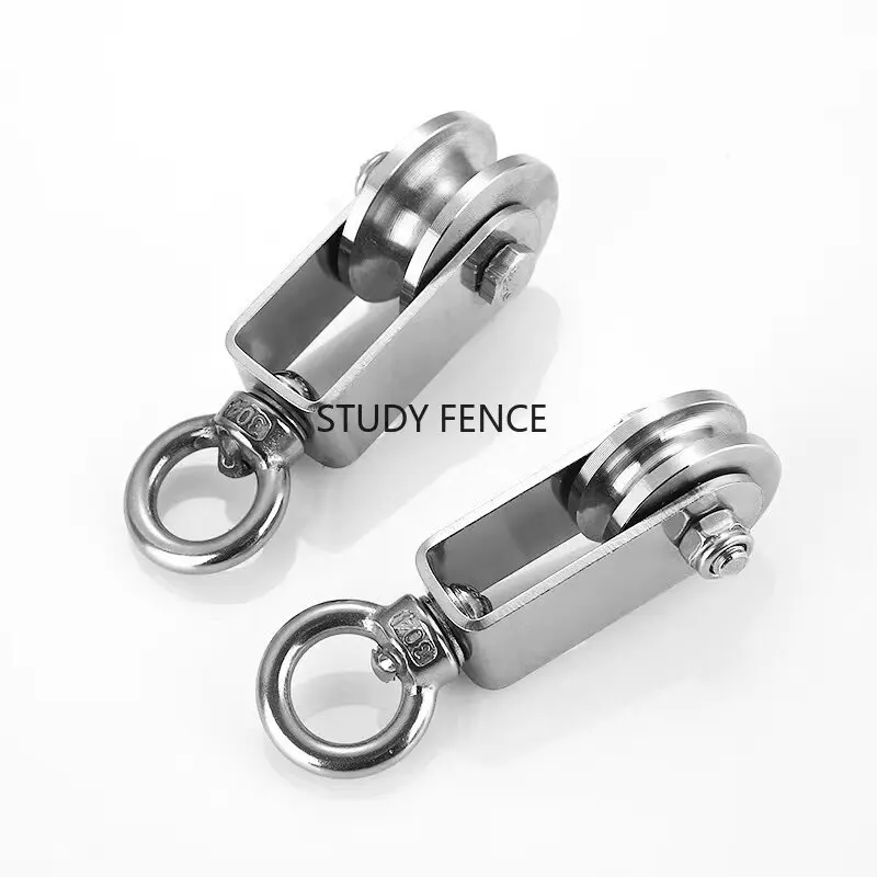 

1pc 304 Stainless Steel Universal Hanging Wheel Small Pulley for Lifting Ring Wire Rope Pulley U-shaped Track Fixed Pulley