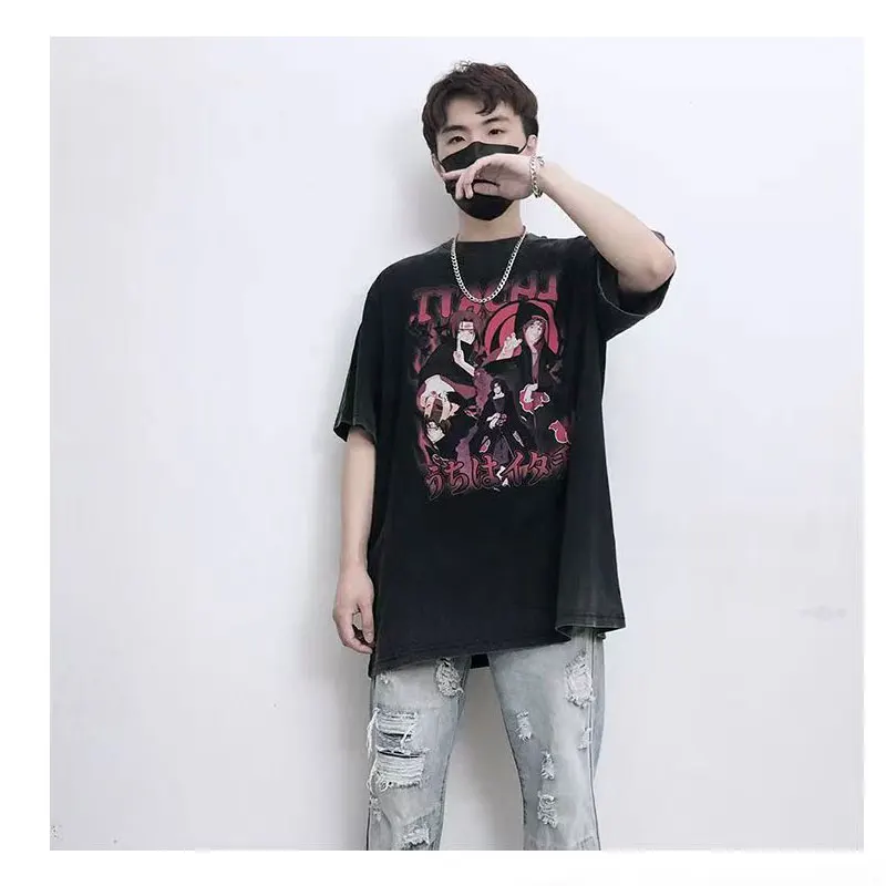 CHICVOY Summer Mens Cotton T Shirt Women Oversized Short Sleeve Washed Distressed Craft Tshirt Casual Loose Tops Vintage Tees