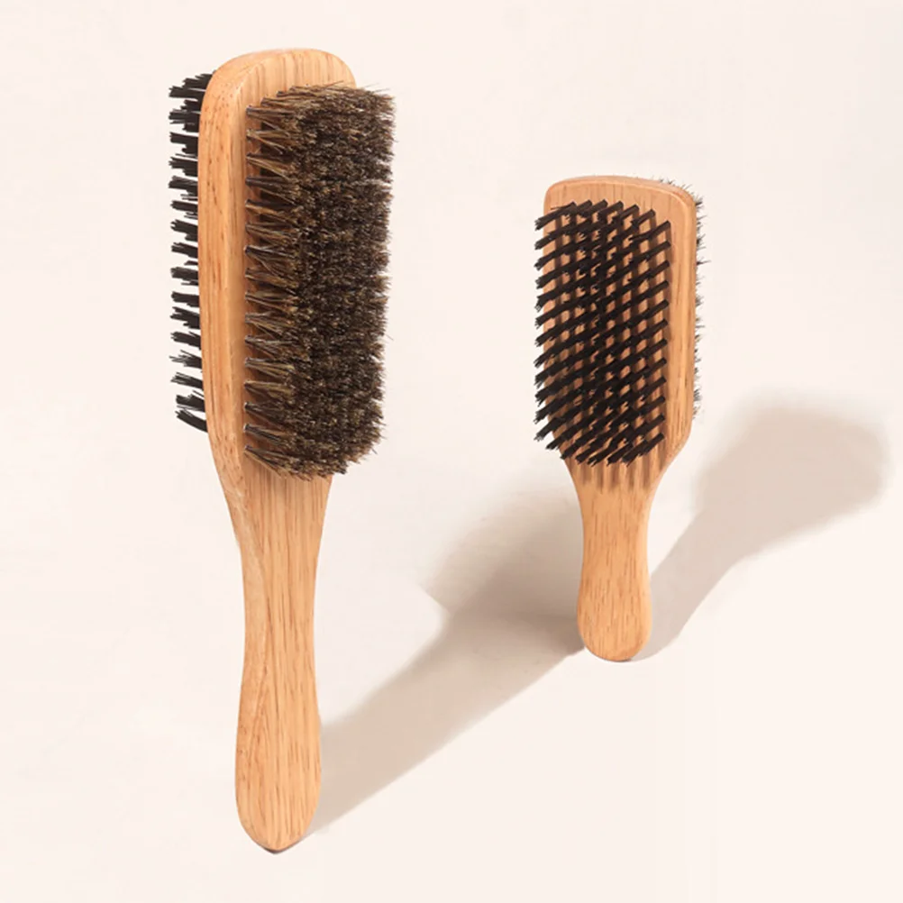 Cepillo de doble cara para mujer, 2 cerdas de piezas, cepillos de barba de pelo de jabalí, cepillo de pelo fino