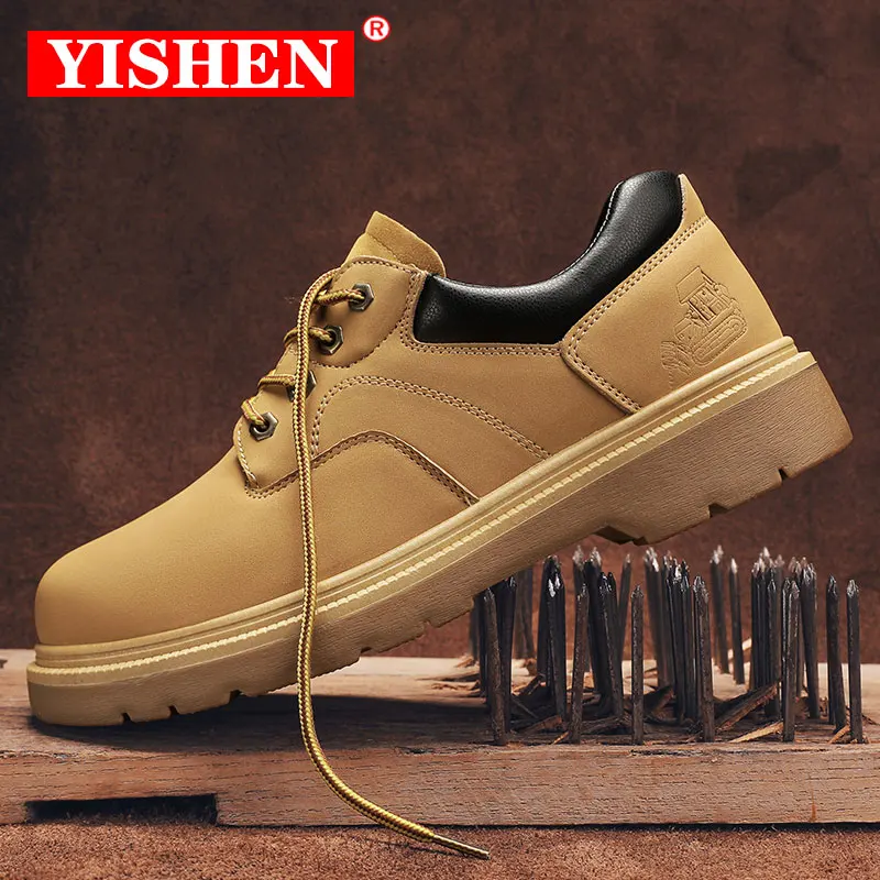 

YISHEN Men Safety Shoes Steel Toe Work Boots Man Shoes Anti-puncture Construction Indestructible Protective Safety Boots