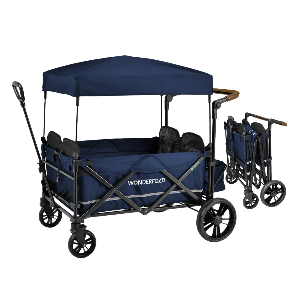 

X4 Push & Pull Stroller Wagon (4 Seater) - Collapsible Wagon Stroller with Seats with 5-Point Harnesses, Adjustable Push Handle