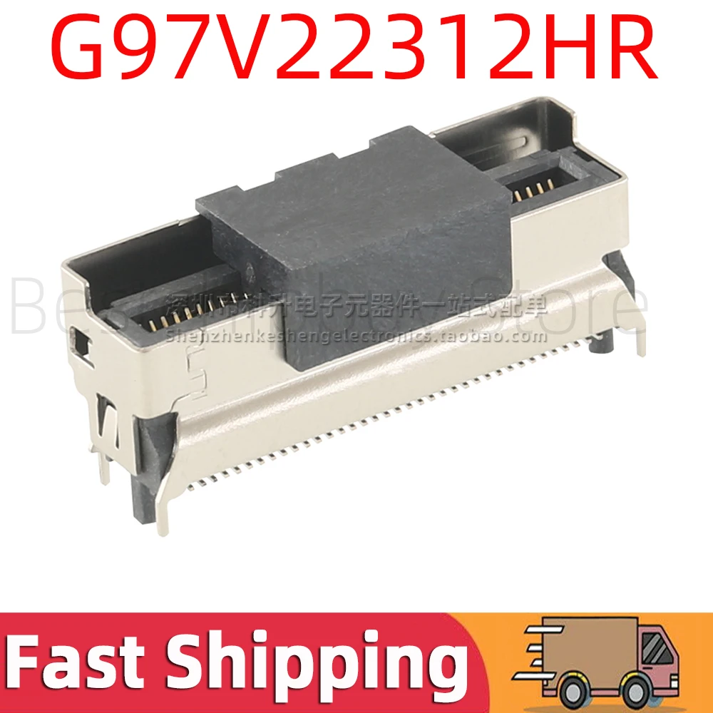 G97V22312HR SlimSAS Jack Mini Cool Edge IO MCIO Connector 74 Pin 74P Vertical SFF-TA-1016 PCIe Gen 5 85Ω G97V22312