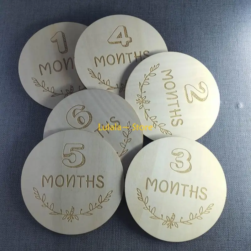 Y4QA 12 قطعة بطاقات تسجيل النمو الشهري لحديثي الولادة بطاقات تذكارية خشبية للولادة لعبة دعائم التصوير الفوتوغرافي