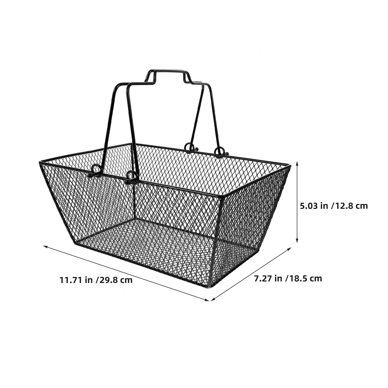 

Metal Storage Basket Black Iron Portable Kitchen Bathroom Organizer Rust Proof Eco Friendly Detachable Handle Storage Box