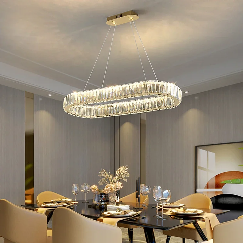 Moderne Luxe Led Kristal Hanglampen Villa Eetkamer Keuken Verlichting Glans Decor Kroonluchters Binnenbarverlichting Armatuur