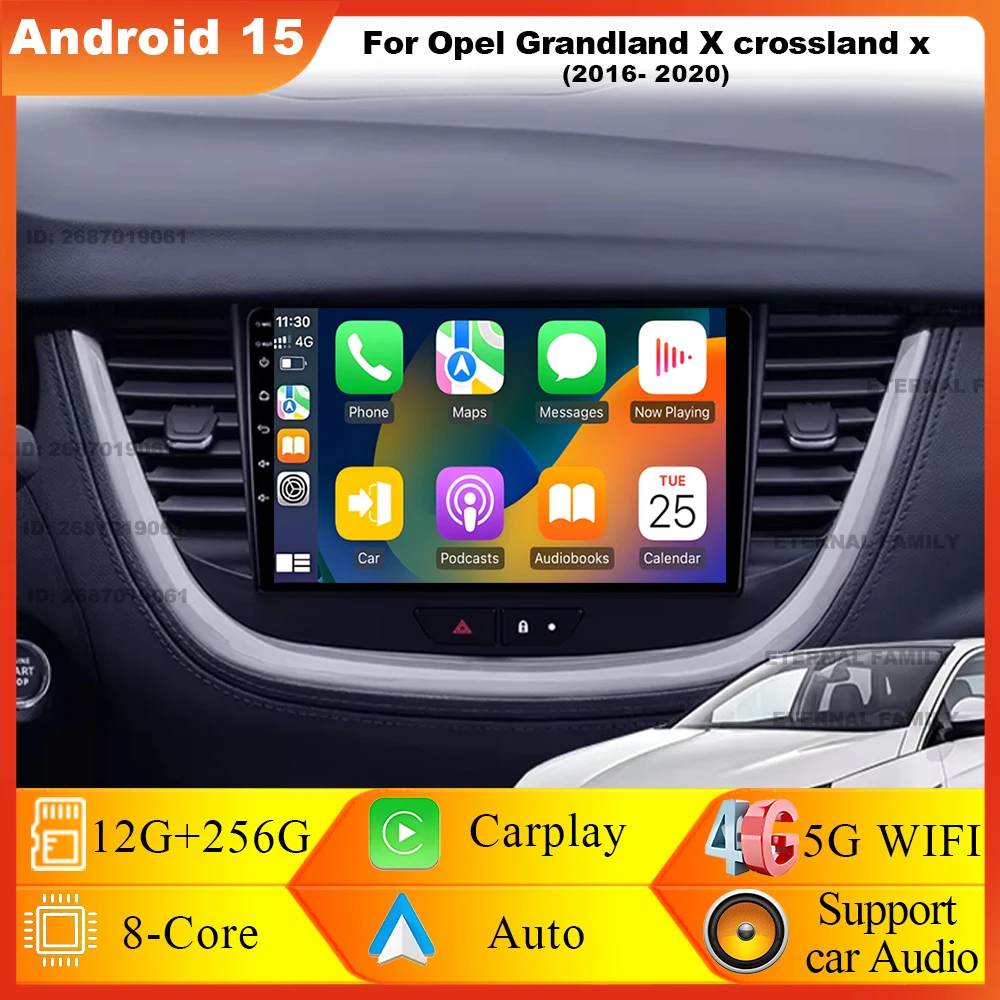 

Android 15 For Opel Grandland X crossland x 2016-2020 Wireless Carplay Car Radio Multimedia Video Player Stereo Navigation GPS