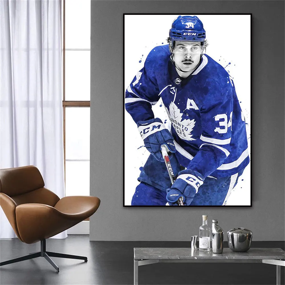 Ice Hockey Auston Matthews Portrait Canvas Painnting Sport Athlete Poster Print Home Decor Wall Art Picture For Live KIid Room