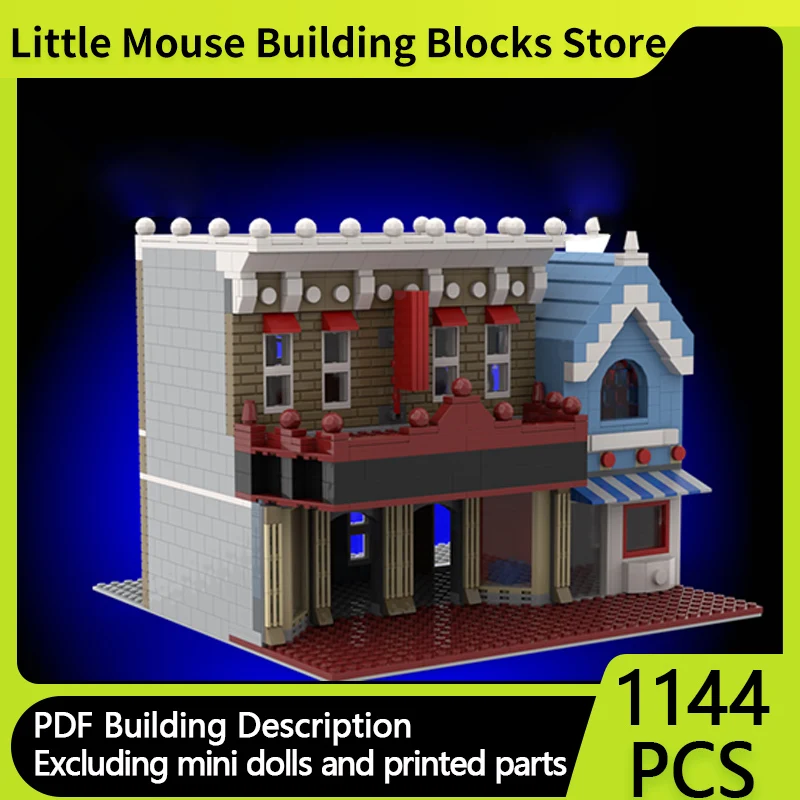 

City Street View Model MOC Building Bricks USA Main Street Cinema Modular Technology Gifts Holiday Assemble Children Toys Suit