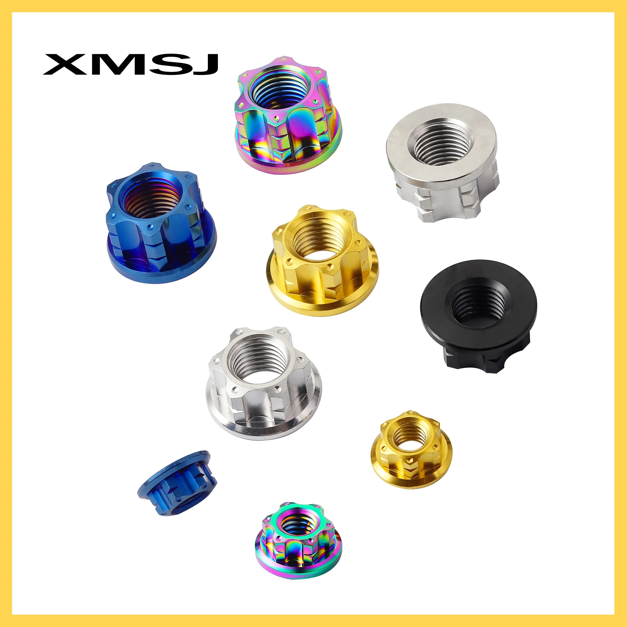 XMSJ Hex Hexagon Flange Titanium Nuts M6 M8 M10 M12 Rear Axle Lock Nut for Bike Motorcycle Titanim Fastener