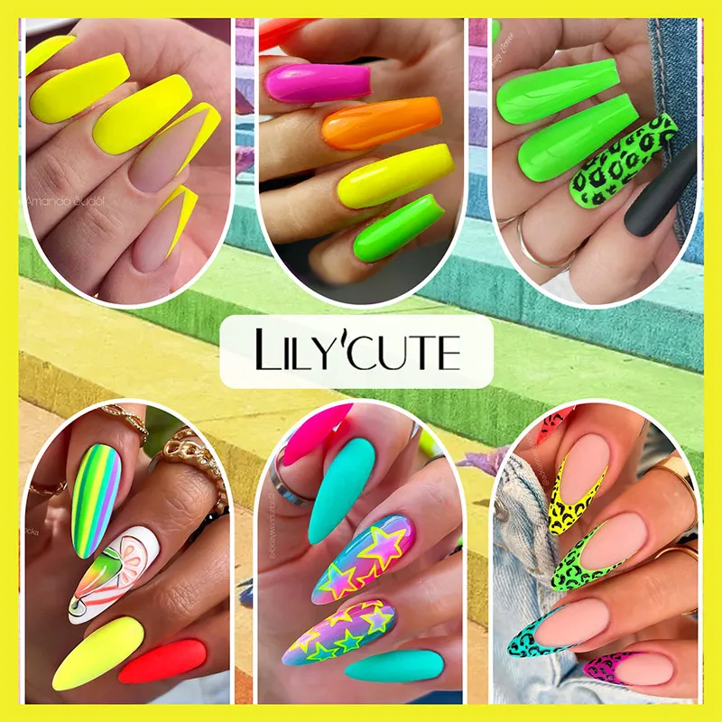 LILYCUTE 7ML Green Red Yellow Neon Gel Nail Polish Summer Bright Orange Colorful Manicure UV LED Soak Off Nail Art Gel Varnishes