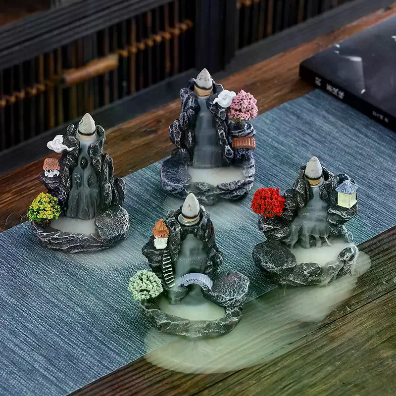 Porte-encens à reflux, brûleur d'encens cascade, décoration de maison, ornement d'aromathérapie, cônes d'encens avec cônes d'encens à reflux