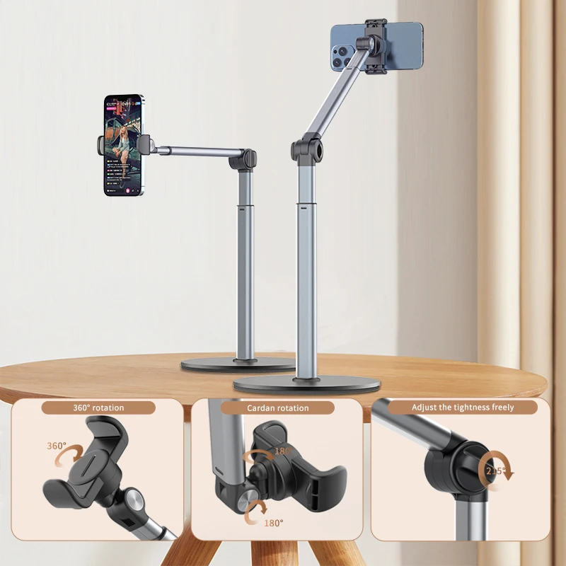 Portable Mobile Phone Stand, 360 度 Adjustable Table Stand Mobile Phone Stand Desktop Standsuitable for Vlog Live Broadcast