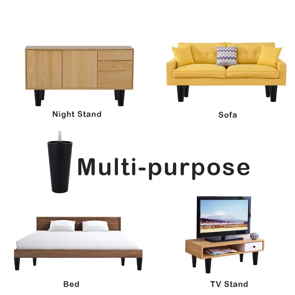 

Plastic Furniture Legs, 4Pcs Modern Tapered Round Replacement with Threaded M8 ( 7.8mm) for Sofa TV Stand Ottoman Cabinet