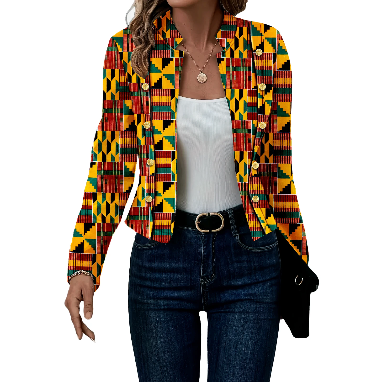 

African Attire for Women Dashiki Jacket Ankara Open Front Kente Print Clothes Casual Dressy