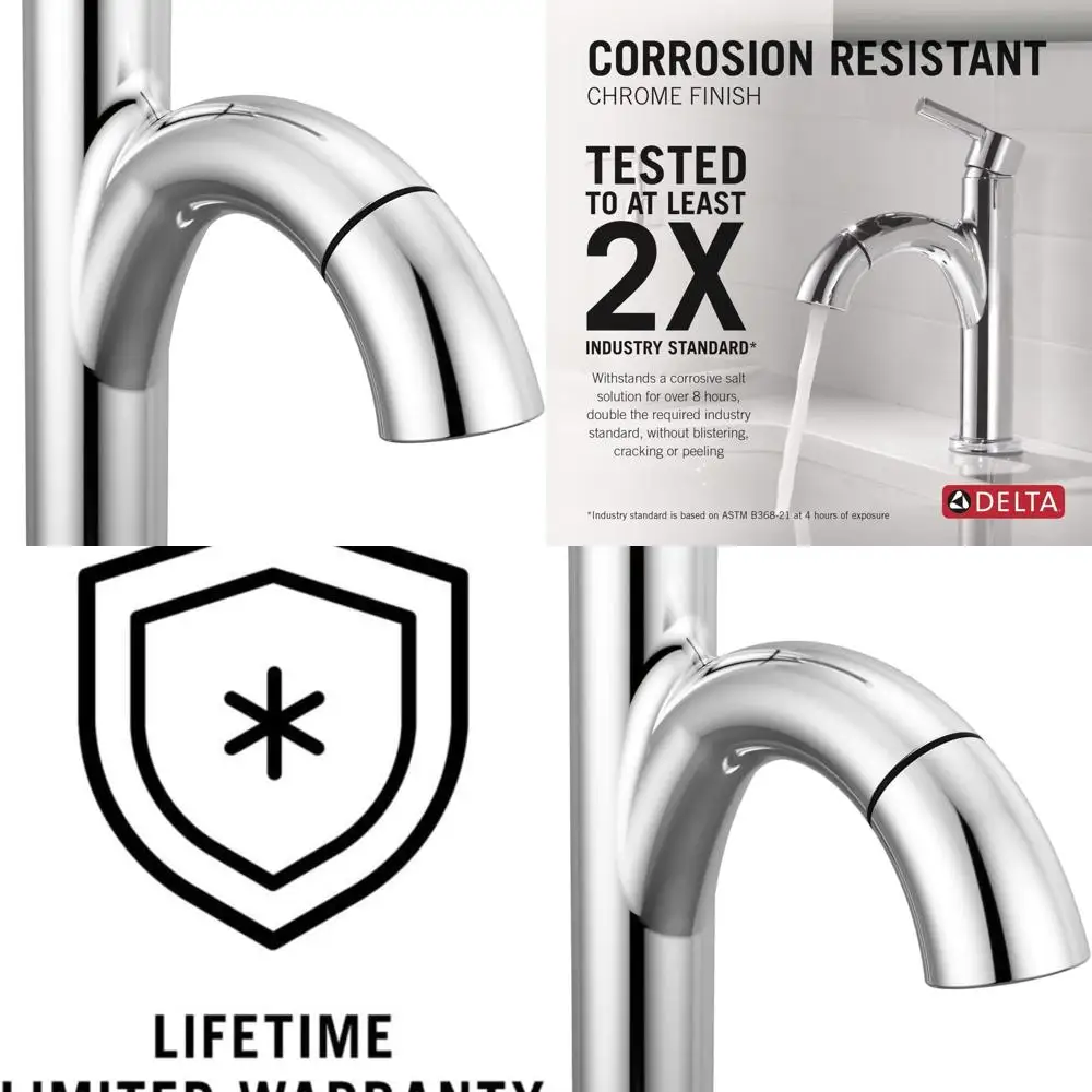 

Chrome Single Hole Bathroom Faucet with Pull-Out Sprayer and Push-Pop Drain for Vanity Sink