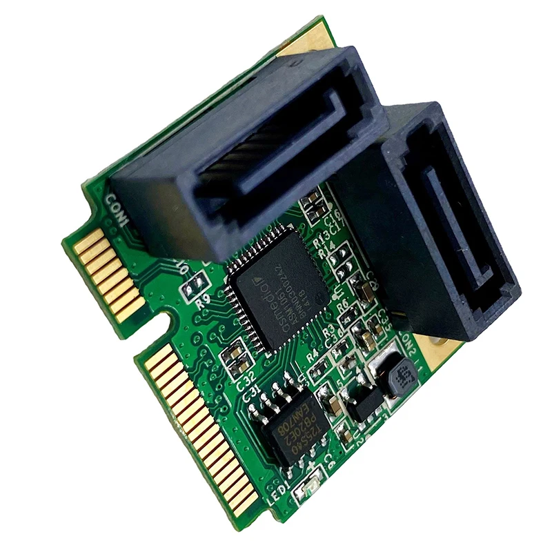 Mini PCI-E para 2 Portas SATA 3.0 Adaptador de Expansão, Chip PCI-Express, Placa de Expansão, PCIe para Dual SATA, 1PC