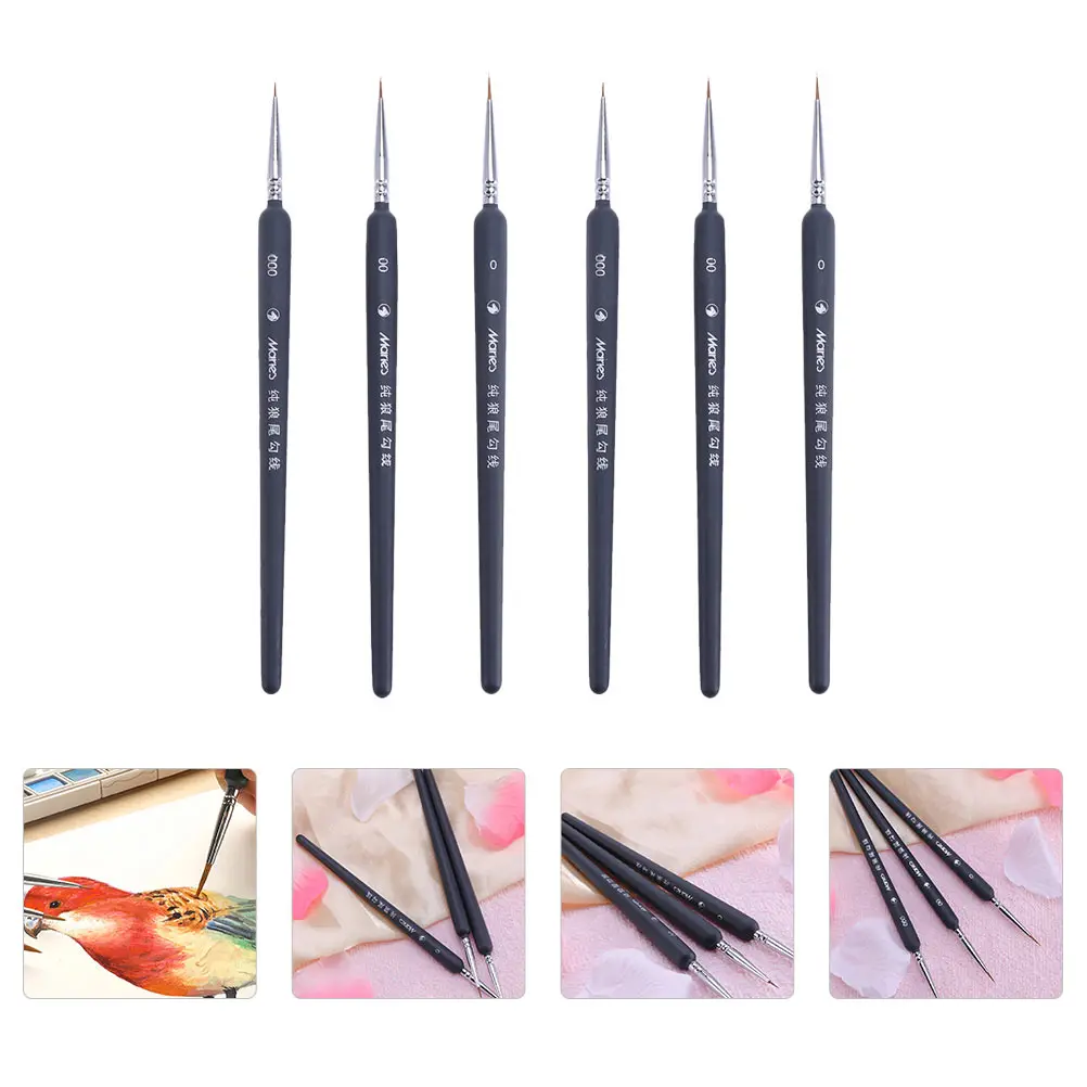 

6 Pcs Paint Brush Hook Pen Artist Brushes Mini Watercolor Supplies Detail for Painting Fine