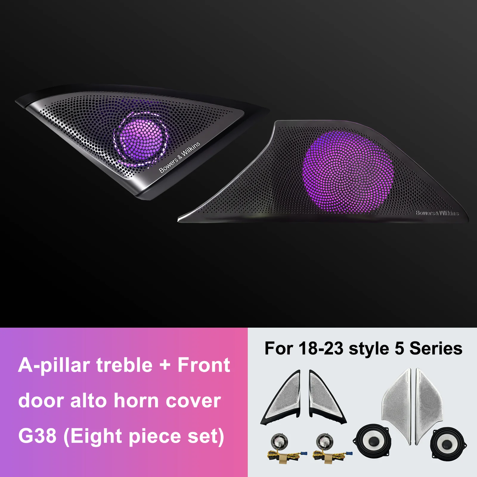 EzoneTronics for BMW G38 2017-2023 speakers. 1:1 OEM Mold, tweeter cover. For 11-color ambient light models. Plug-and play