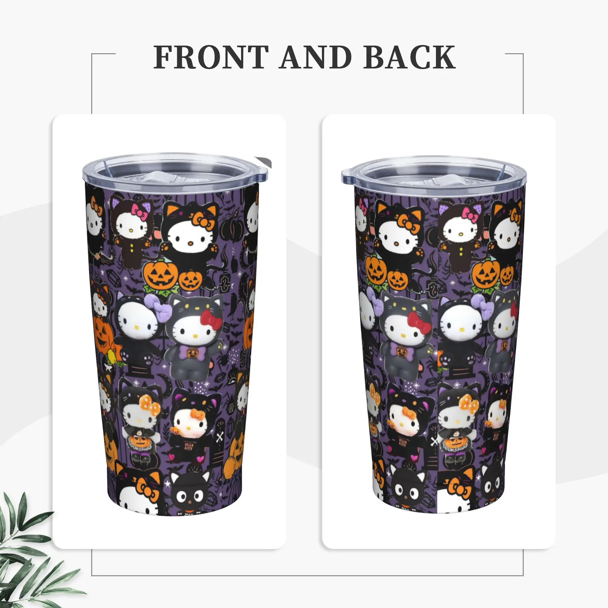 

Hello Kitty мультяшный стакан из нержавеющей стали Хэллоуин тыква кофейная кружка с соломинкой и крышкой большие автомобильные кружки бутылка для воды для напитков