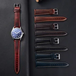 Vintage Oil Wax Leather Watch Strap 18mm 19mm 20mm 21mm 22mm Universal Cabeça Camada Couro Pulseira Acessórios Pin Buckle