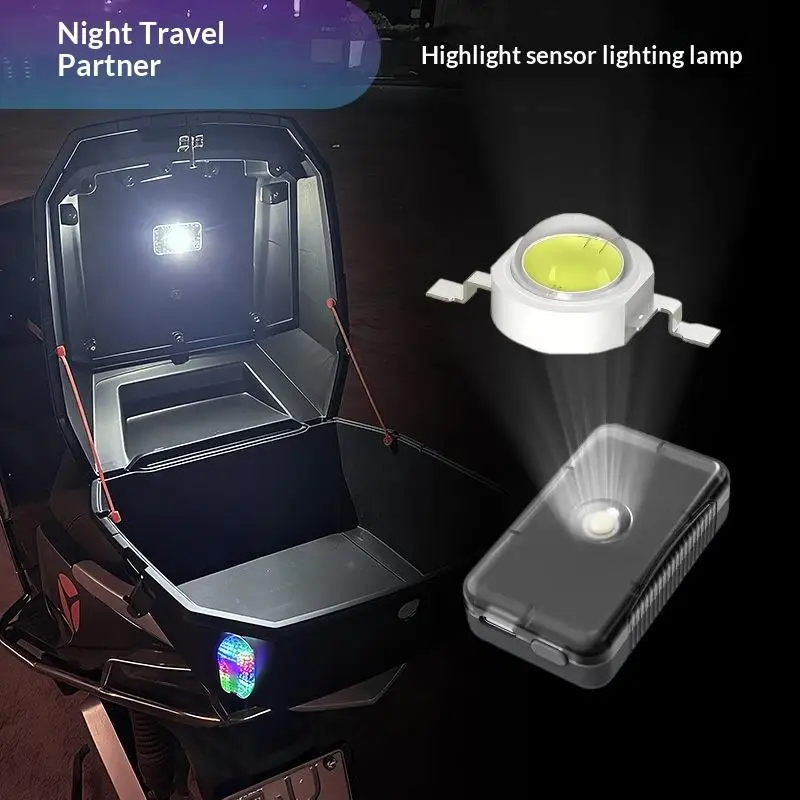 Motorcycle Locomotive Box Sensor Light LED Tail Box Anti-Collision Lamp Convenient Outdoor Fishing Camping Night Light